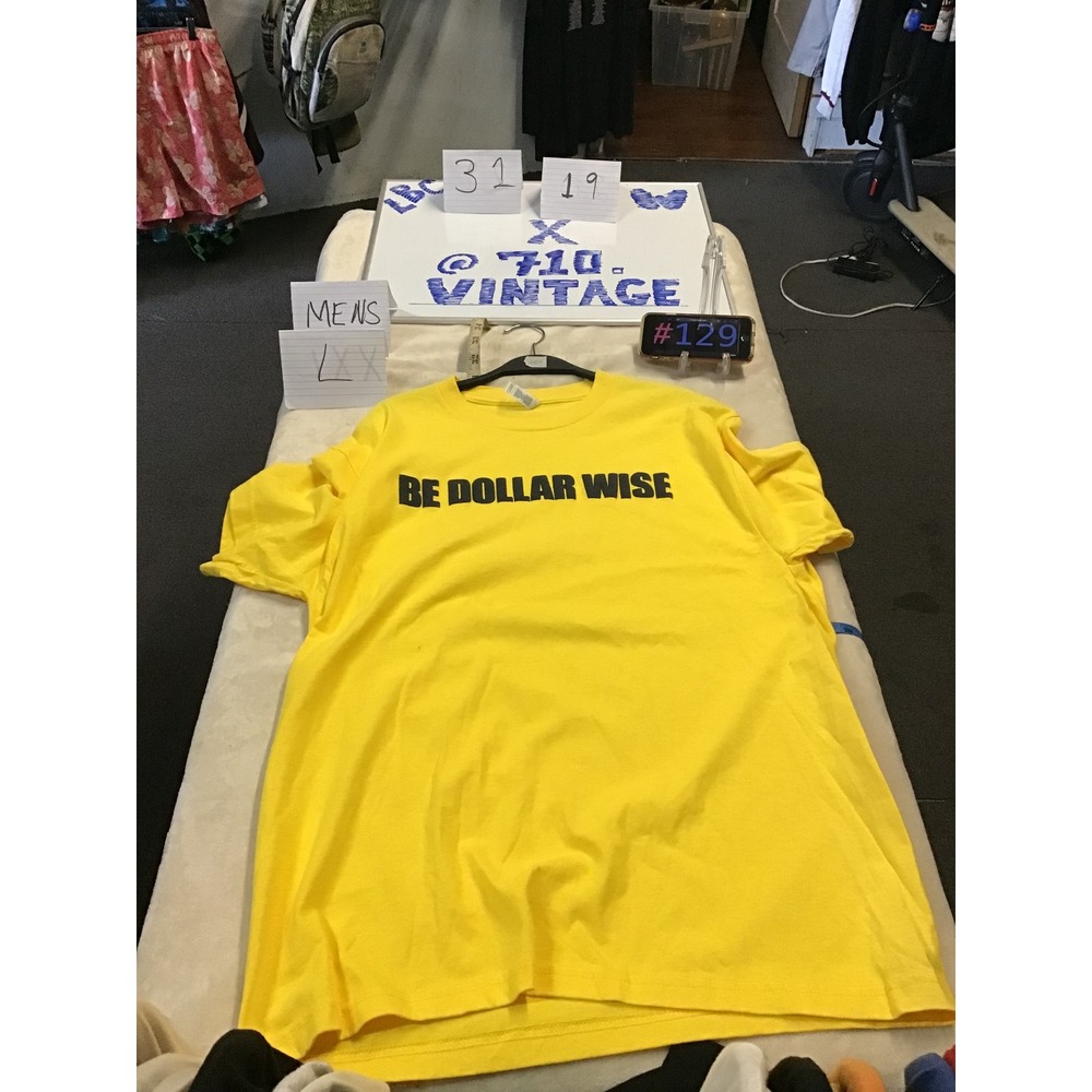 Mens Be Dollar Wise Graphic T-Shirt Yellow Short Sleeve Crew Neck Tee L
